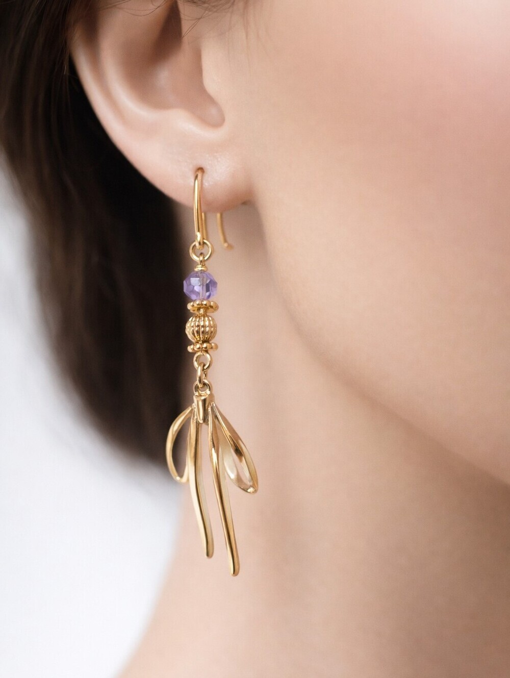 RACHEL Rachel Roy Gold Drop Earrings with Light Purple Beads Elegant Jewelry